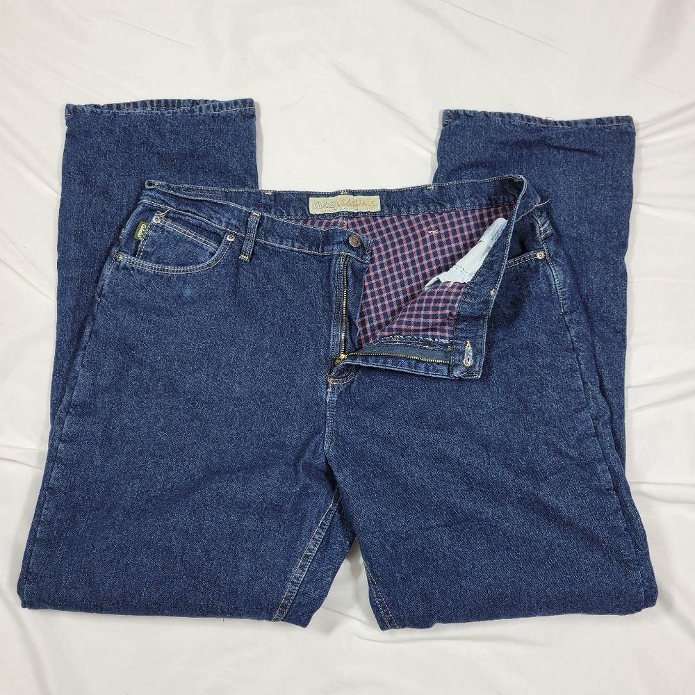 Cabela's Women's Flannel Lined Denim Jeans Size 18 long plaid print lined